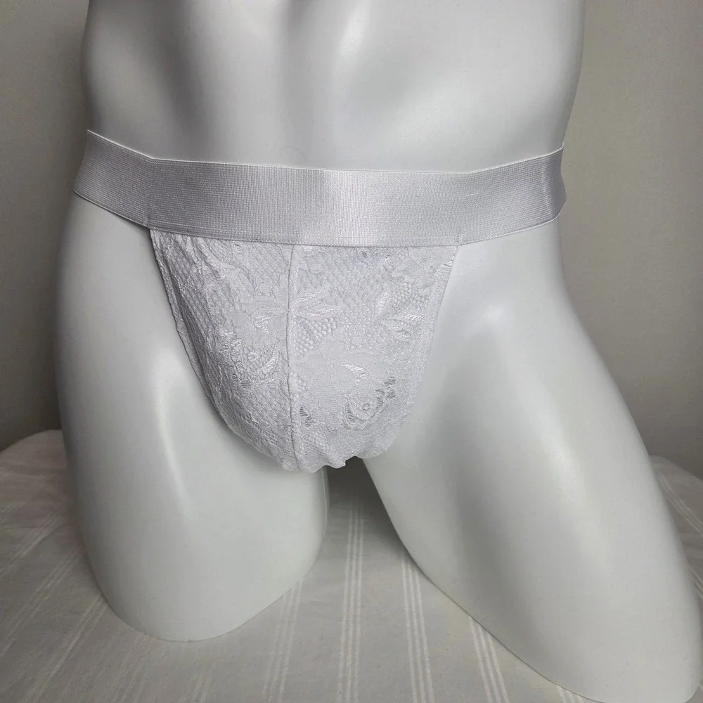 Cosabella Never Say Never Men White Floral Lace Jockstrap Underwear